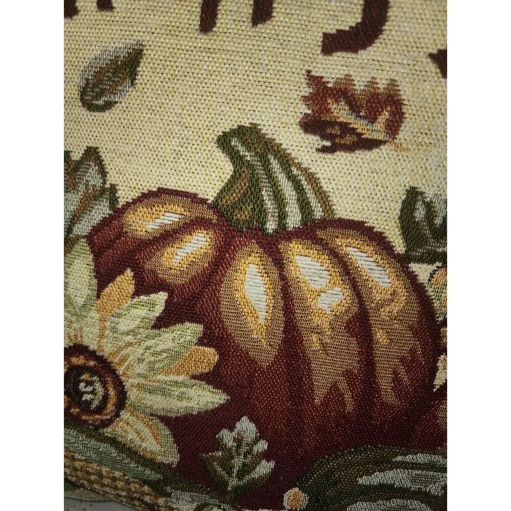Happy Fall Pillow Pumpkin's Leaves and Sunflower Tapestry Holiday Autumn 20x12